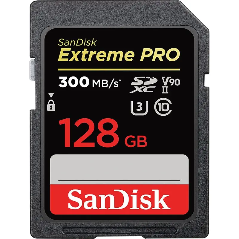 SanDisk Extreme PRO 128GB U3 V90 Class 10 300MBS Read Speed Memory Card