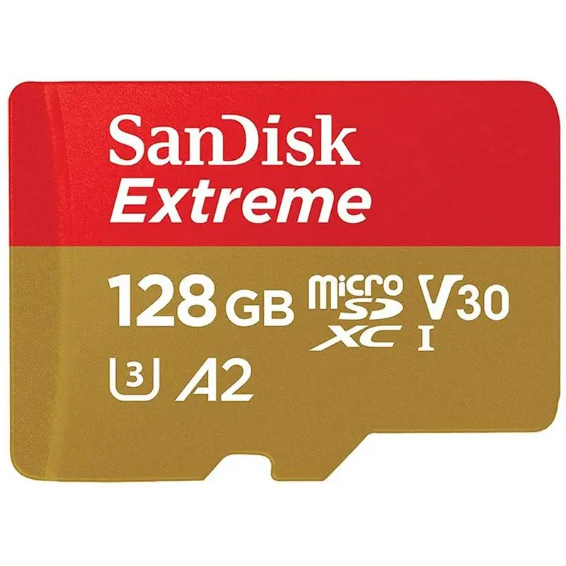 SanDisk Extreme Plus 128GB MicroSDXC U3 UHD 4K A2 V30 Memory Card with SD Card Adapter