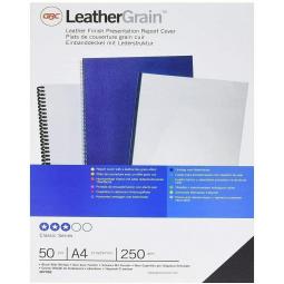 GBC LeatherGrain Binding Cover A4 250 gsm Blue Pack of 50 