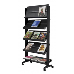 Fast Paper Wide Mobile Literature Display Black 5 Shelf F255N01 
