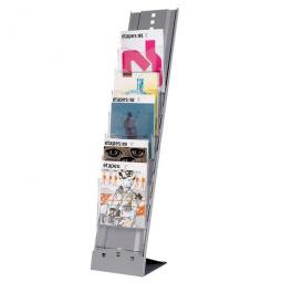 Fast Paper Portable Floor Literature Display 7 Compartment Silver