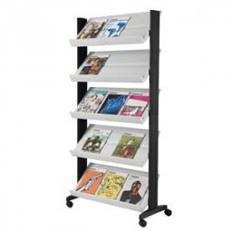 Fast Paper Mobile Wide Literature Display Unit Large Grey 5 Shelf A4 or A3