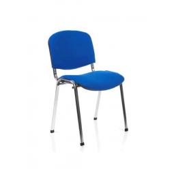 ISO Stacking Chair Blue Fabric Chrome Frame 