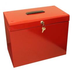 Value Cathedral Metal File Box A4 Red