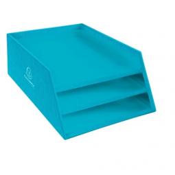 Teksto Letter Tray Cardboard 3 Level Turquoise 13457D