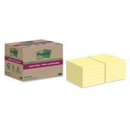 Post-it Super Sticky 100% Recycled Notes Canary Yellow 76 x 76 mm 70 sheets per pad (Pack 12) 7100284981