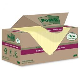 Post-it Super Sticky 100% Recycled Notes  Canary Yellow 76 x 76 mm 70 Sheets Per Pad (Pack 18)  7100284878