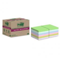 Post-it Super Sticky 100% Recycled Notes Assorted Colours 76 x 76 mm 70 Sheets Per Pad (Pack 18 ) 7100284782