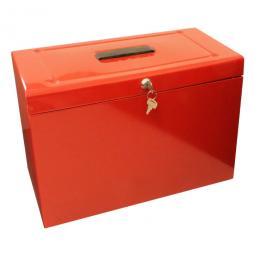 Value Cathedral Metal File Box Foolscap Red