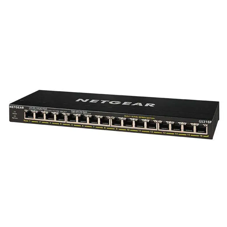 Netgear GS316P 16 Port Unmanaged Gigabit Power Over Ethernet Switch