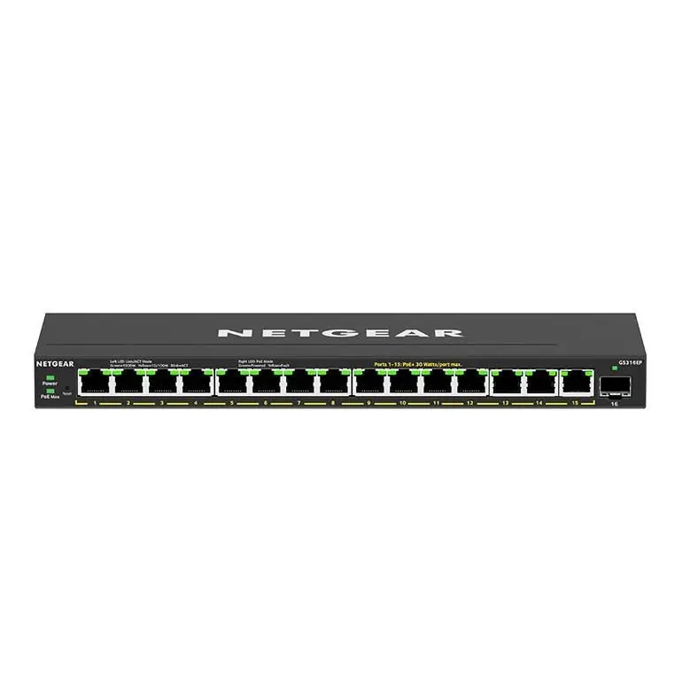 NETGEAR GS316EP 16 Power Over Ethernet Plus Gigabit Ethernet Network Switch