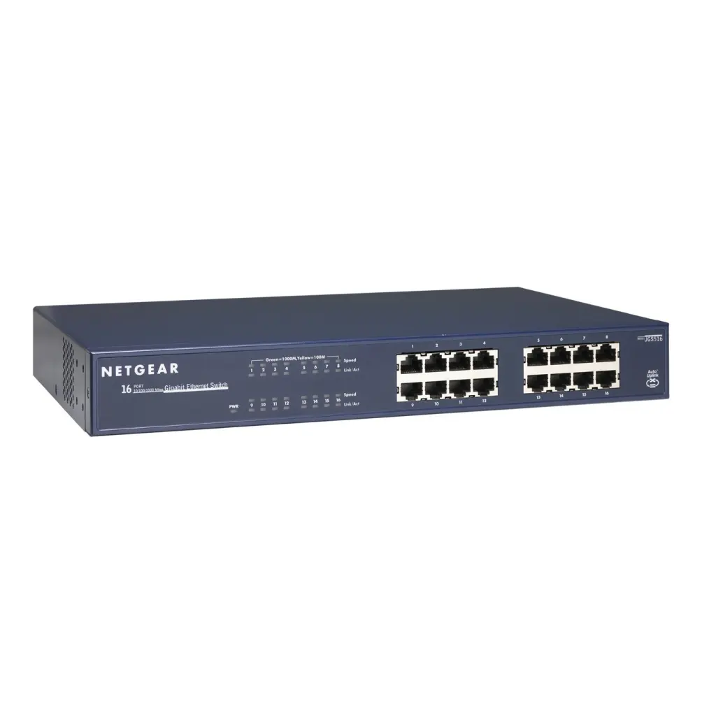 NETGEAR JGS516 16 Port Unmanaged Rackmount 1U Gigabit Ethernet Network Switch