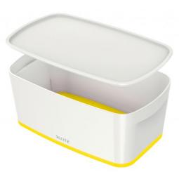 Leitz MyBox WOW Small with Lid Storage Box 5 litre White Yellow