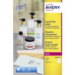 Avery Crystal Labels 210x297mm Clear L7784-25 1 per sheet Pack of 25