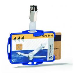 Durable Duo Security Pass Holder 54x87mm with Clip Holds 2 ID/Security Cards Blue (Pack 25) - 821806