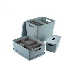 Inabox Designer Storage Boxes With Lids and Trays Large Value Pack (2 x 8L & 1 x 19L & 1 x 39L & 1 x Small & 1 x Large Tray) Cottage Blue - H-I60650