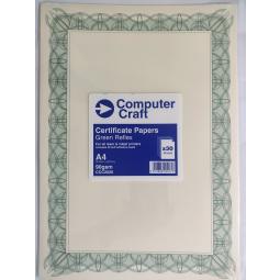 Computer Craft Certificate Paper A4 90gsm Reflex Green Pack 30 CCC2020