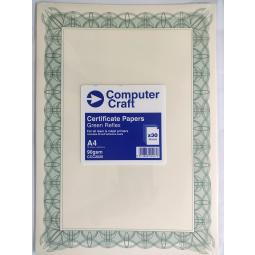 Computer Craft Certificate Paper A4 90gsm Reflex Green Pack 30 CCC2020