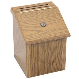 Safco Wood Laminated Lockable Suggestion Box 4230MO Medium Oak Finish