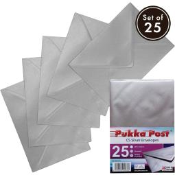 Pukka Post & Packaging Envelopes C5 Silver Gummed 100gsm 162mmx229mm (Pack 25) - 9066-ENV