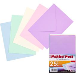 Pukka Post & Packaging Envelopes C5 Pastel (Soft Pink/Soft Blue/Leaf Bird Green/Vanilla/Amethyst) Gummed 100gsm 162mmx229mm (Pack 25) - 9060-ENV