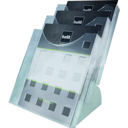 Helit Grid Desk Literature Display 3 Pocket x A4 Grey Transparent