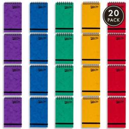 Pukka Pads Pressboard Minor Pad A7 76 x 127mm Wirebound Topbound 120 Pages Feint Ruled Paper Assorted Colours (Pack 20) - 7272-PRS