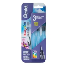 Pentel Arts Aquash Water Brushes - Broad Medium and Fine (Pack 3) - XFRH/3BMFNEW