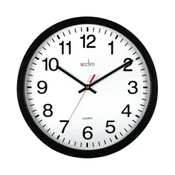 Acctim Controller Quartz Silent Sweep Wall Clock 355mm Diameter Black - 93/704B