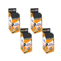 4 x Packs Bic Cristal Ballpoint Pen 1.0mm Tip 0.32mm Line Black (Pack 50)