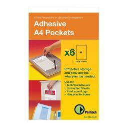 Pelltech Self Adhesive A4 Pockets Pack of 6 PLL25540