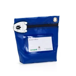 Versapak Reusable Secure Cash Bag With T2 Locking Mechanism Small 182x178x50mm (Opening Size: 110mm) Blue - CCB0-T2-BLUE