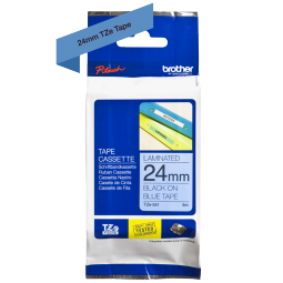 Brother Glossy Black On Blue Label Tape 24mm x 8m TZE551