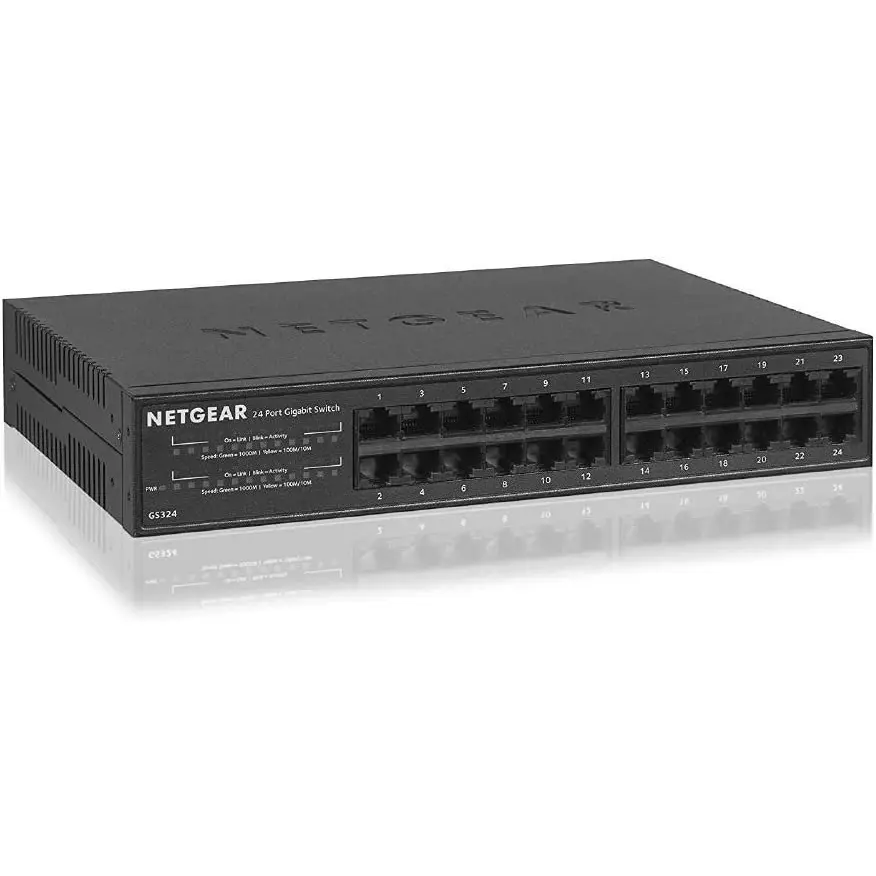 NETGEAR GS324 24 Port Unmanaged Gigabit Ethernet 10 100 1000 Desktop Rack Mount Switch