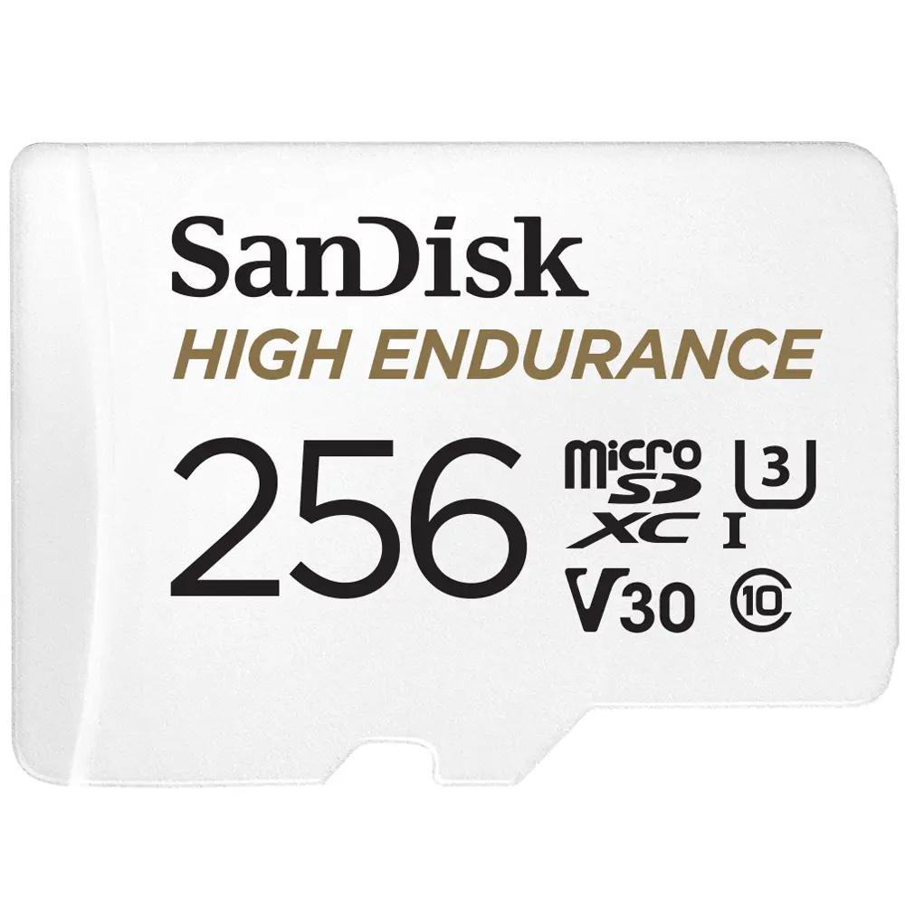 SanDisk High Endurance 256GB UHS-I Class 10 MicroSDHC Memory Card and Adapter