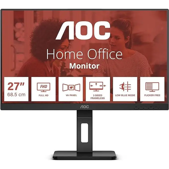 AOC 27E3QAF 27 Inch 1920 x 1080 Pixels Full HD IPS Panel HDMI VGA DisplayPort Height Adjustable Monitor