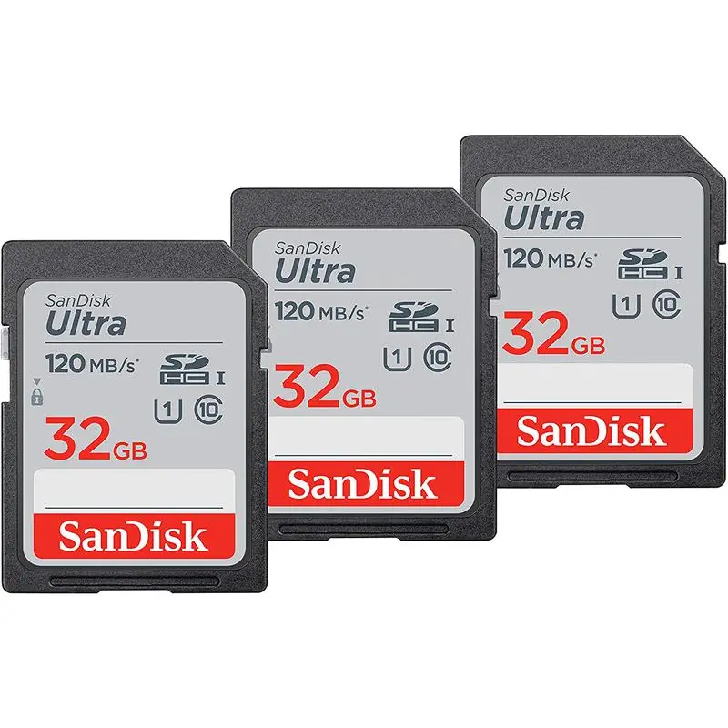 SanDisk 32GB Ultra Class 10 UHSI SDHC Memory Cards 3 Pack