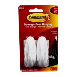 3M Command Adhesive Medium Oval Hook Pack of 2 White 17081