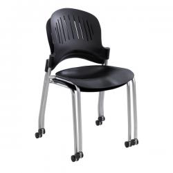 Safco Stacking Chair with Castors Black 3385BL Pack of 2