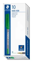 Staedtler 430 Stick Ballpoint Pen 1.0mm Tip 0.35mm Line Green (Pack 10) - 430M-5