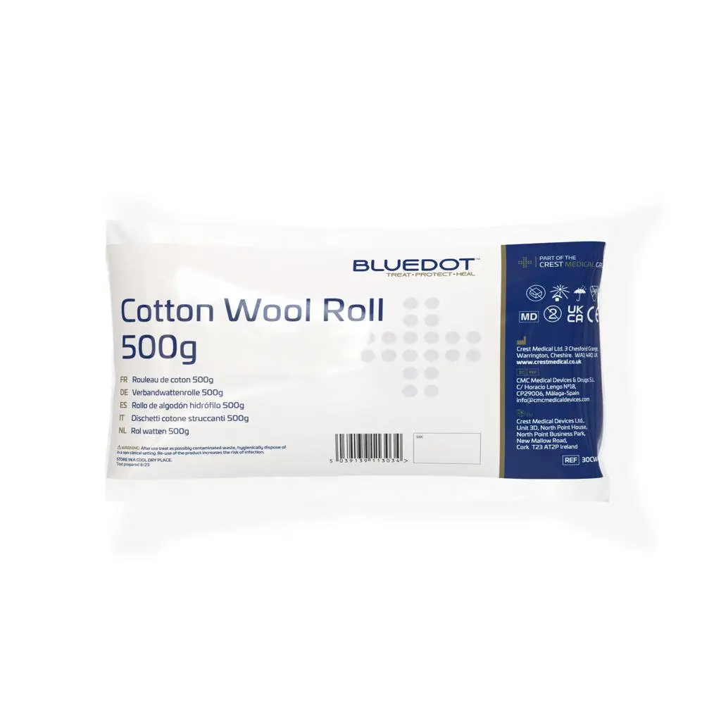 500g Blue Dot Cotton Wool Roll (Pack 1) - 30CWR500