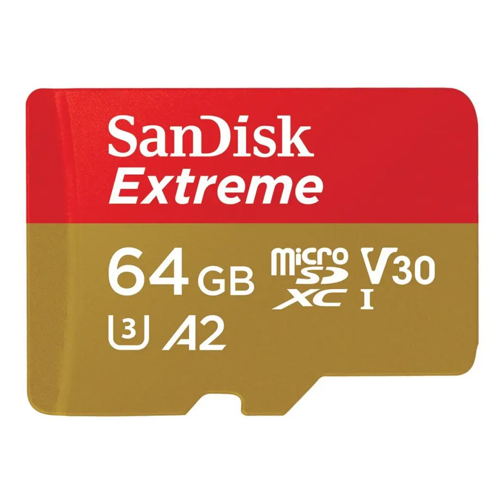 SanDisk Extreme 64GB MicroSDXC UHS-I Class 10 Action Cams and Drones Memory Card and Adapter