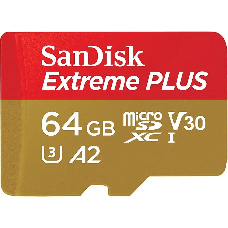 SanDisk Extreme Plus 64GB MicroSDXC U3 UHD 4K A2 V30 Memory Card with SD Card Adapter