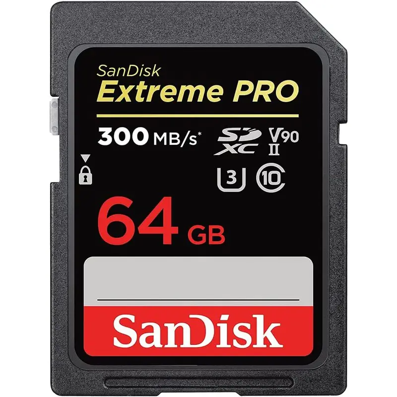 SanDisk Extreme PRO 64GB U3 V90 Class 10 300MBS Read Speed Memory Card