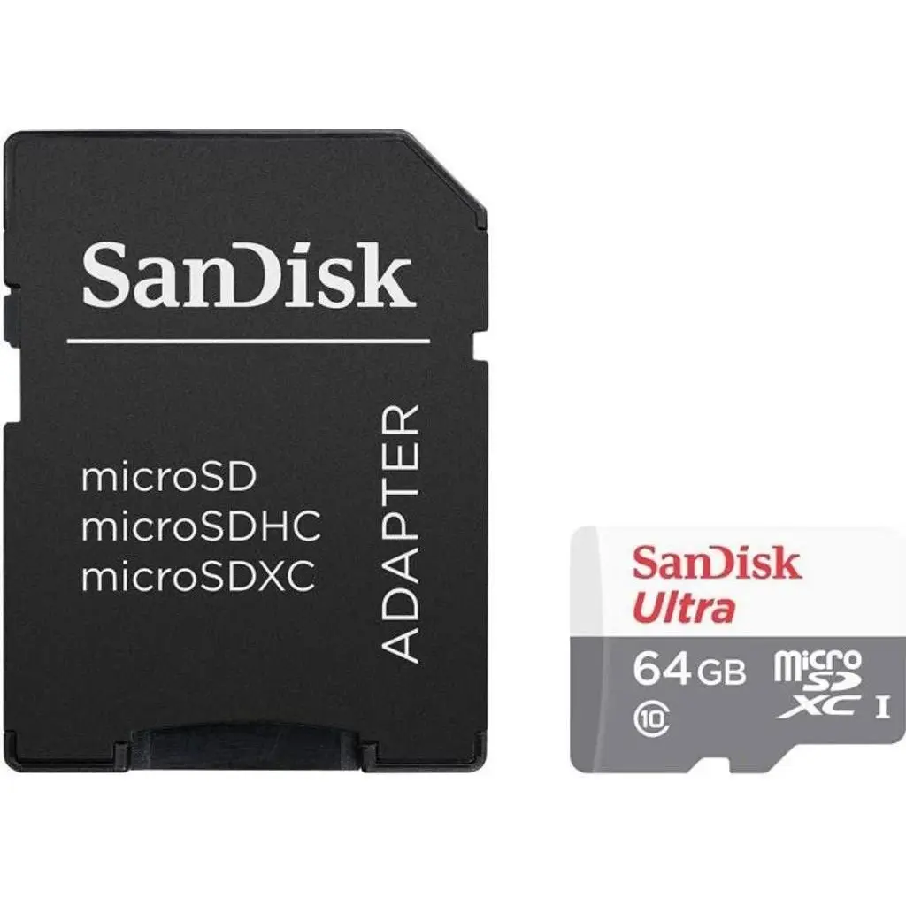 SanDisk Ultra 64GB Class 10 MicroSDXC Memory Card. Adaptor Not Included.