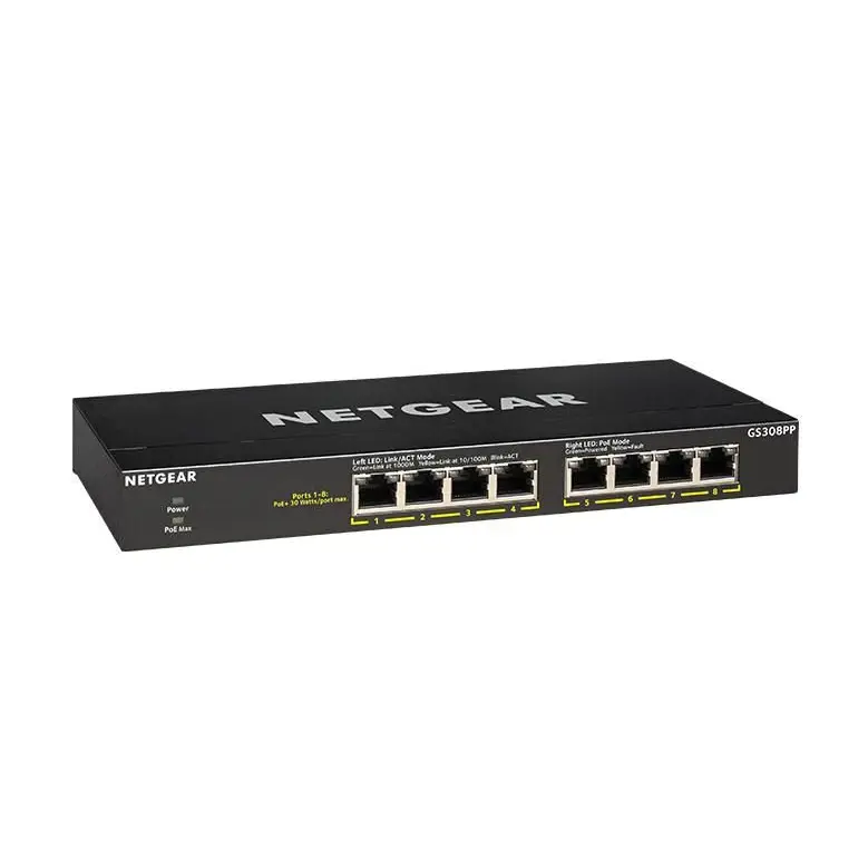 Netgear GS308PP 8 Port Unmanaged Gigabit Ethernet Power over Ethernet Network Switch