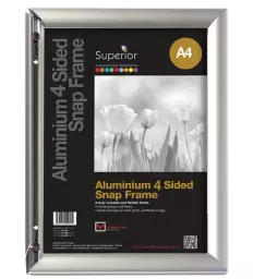 Seco A4 Brushed Aluminium Snap Frame Silver - AM9