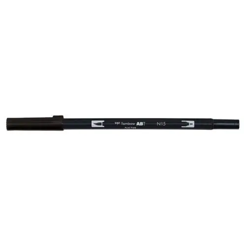 Tombow ABT Dual Brush Pen Water Based Brush Pen with Two Tips Black (Single Pen) - ABT-N15