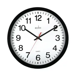Acctim Controller Quartz Silent Sweep Wall Clock 355mm Diameter Black - 93/704B