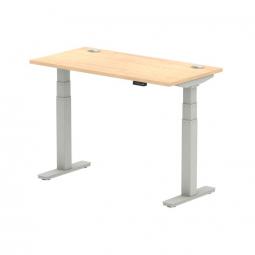 Dynamic Air 1200 x 600mm Height Adjustable Desk Maple Top Cable Ports Silver Leg HA01133